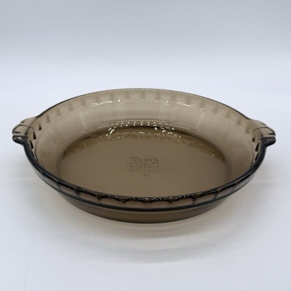 Anchor Hocking Fire-King Vintage 10" Amber Glass 1.5 Qt Fluted Pie Plate Baking - Picture 3 of 8